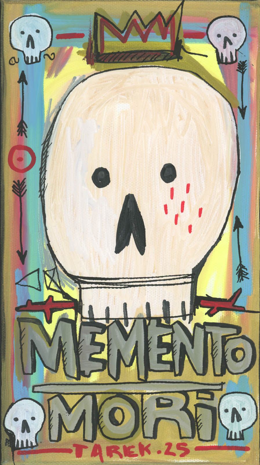 Peinture graphique petit format Memento mori – TAREK – 14 × 24 cm