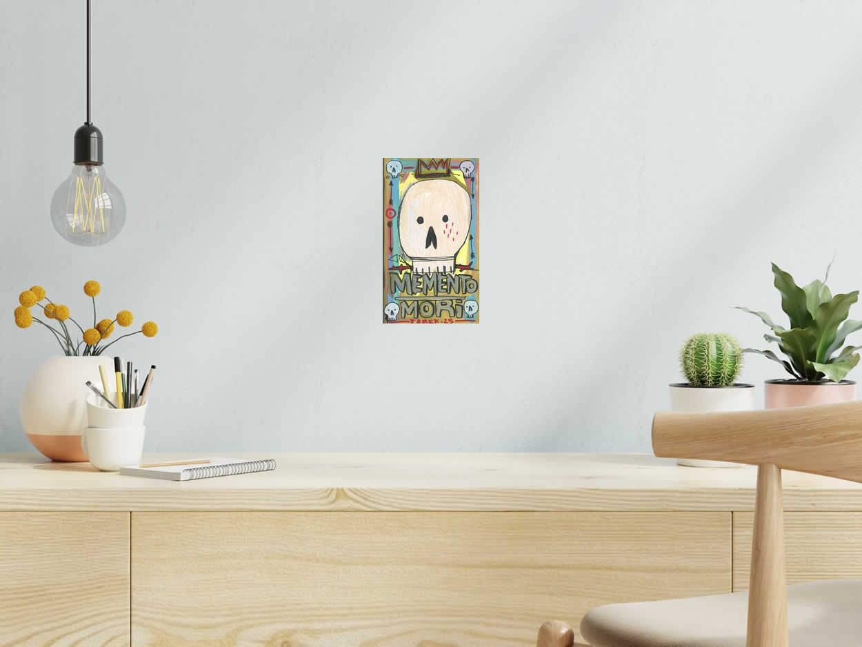 Peinture Memento mori de TAREK dans un intérieur – 14 × 24 cm