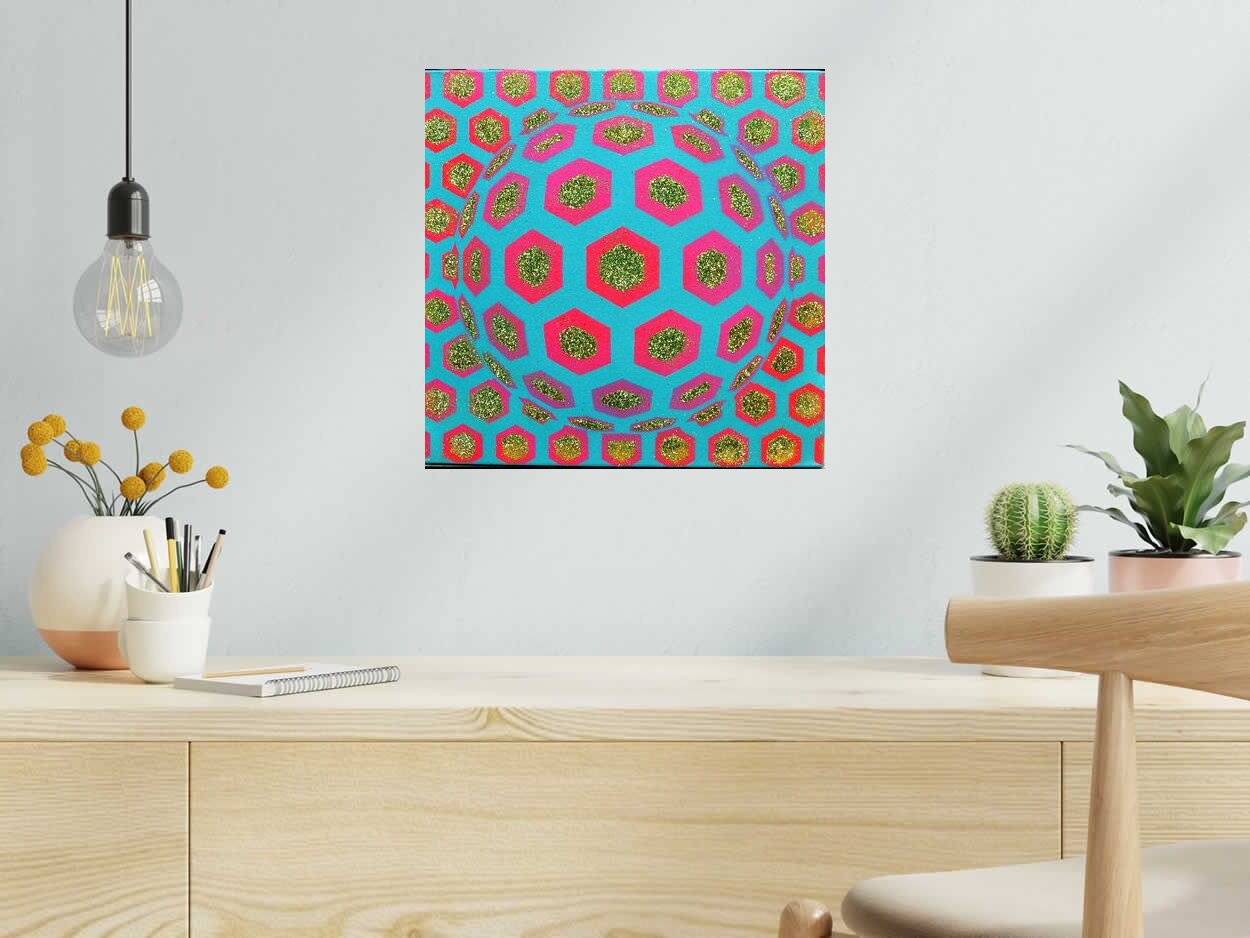 Peinture Boule 8 de YANN GUINCHAN dans un intérieur – 40 × 40 cm