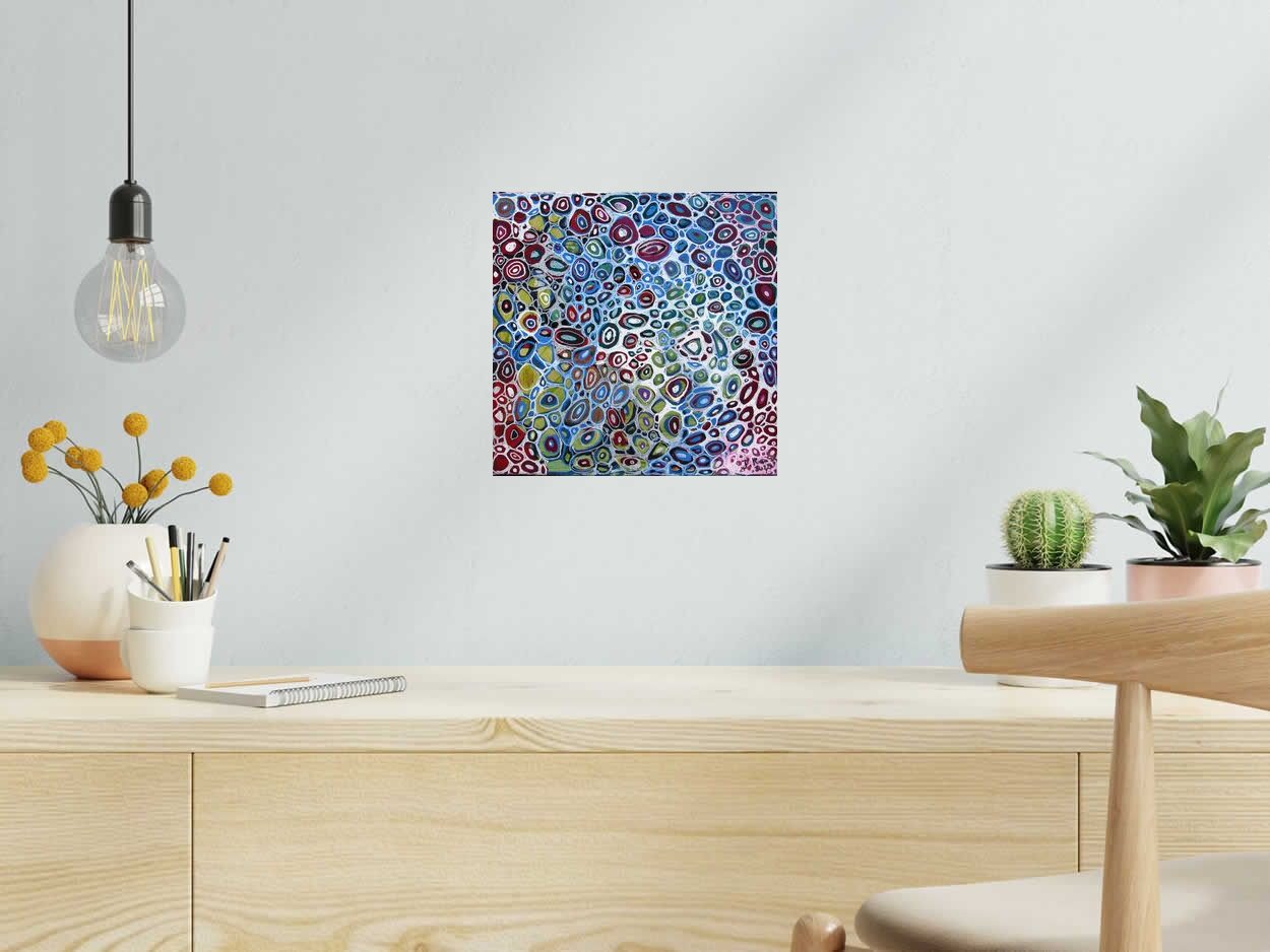 Peinture Ritmo de YANN GUINCHAN dans un intérieur – 28 × 28 cm