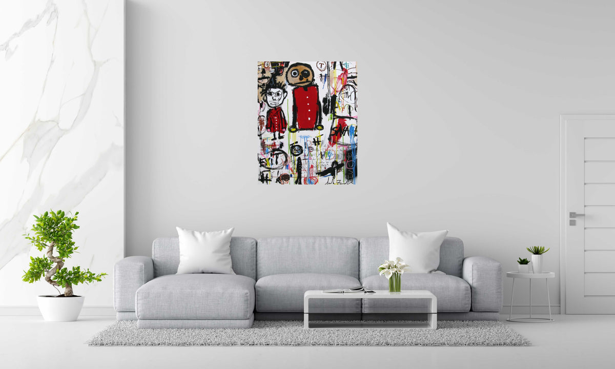 Peinture SANS TITRE 8 de LARBI ZAIDI dans un intérieur – 81 × 100 cm