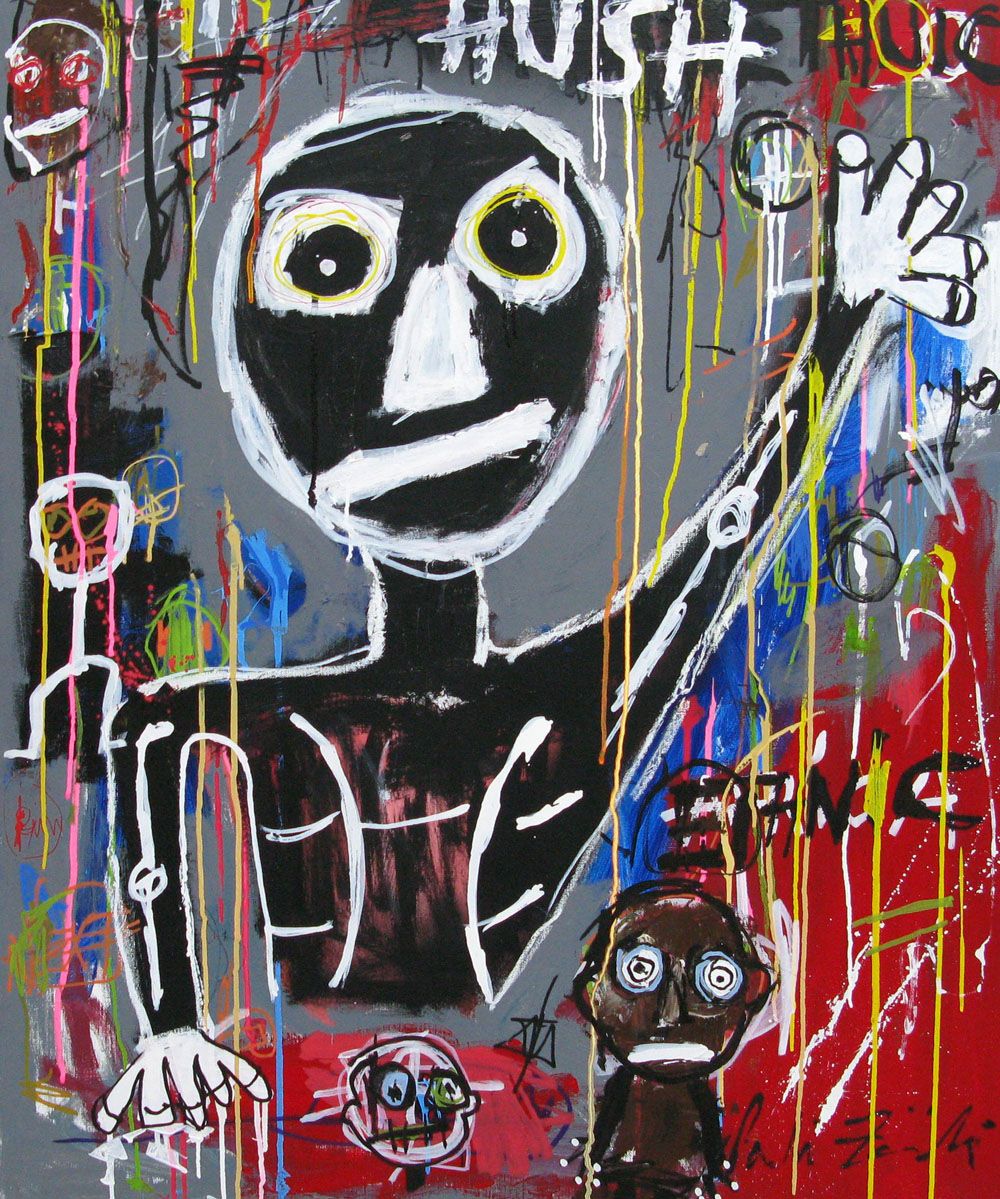 Peinture technique mixte sur toile de Larbi Zaidi, grand format 81 x 100 cm