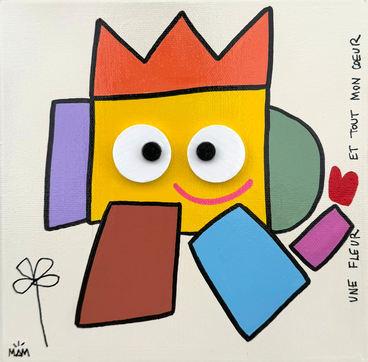 Peinture technique mixte multicolore de MAM, Tout mon coeur, 20 x 20 cm