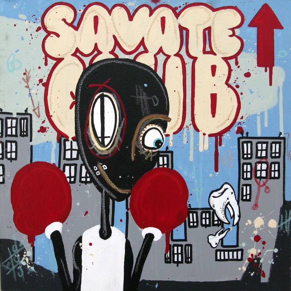 Peinture moyen format Savate club – DIDIER GOMEZ – 50 × 50 cm