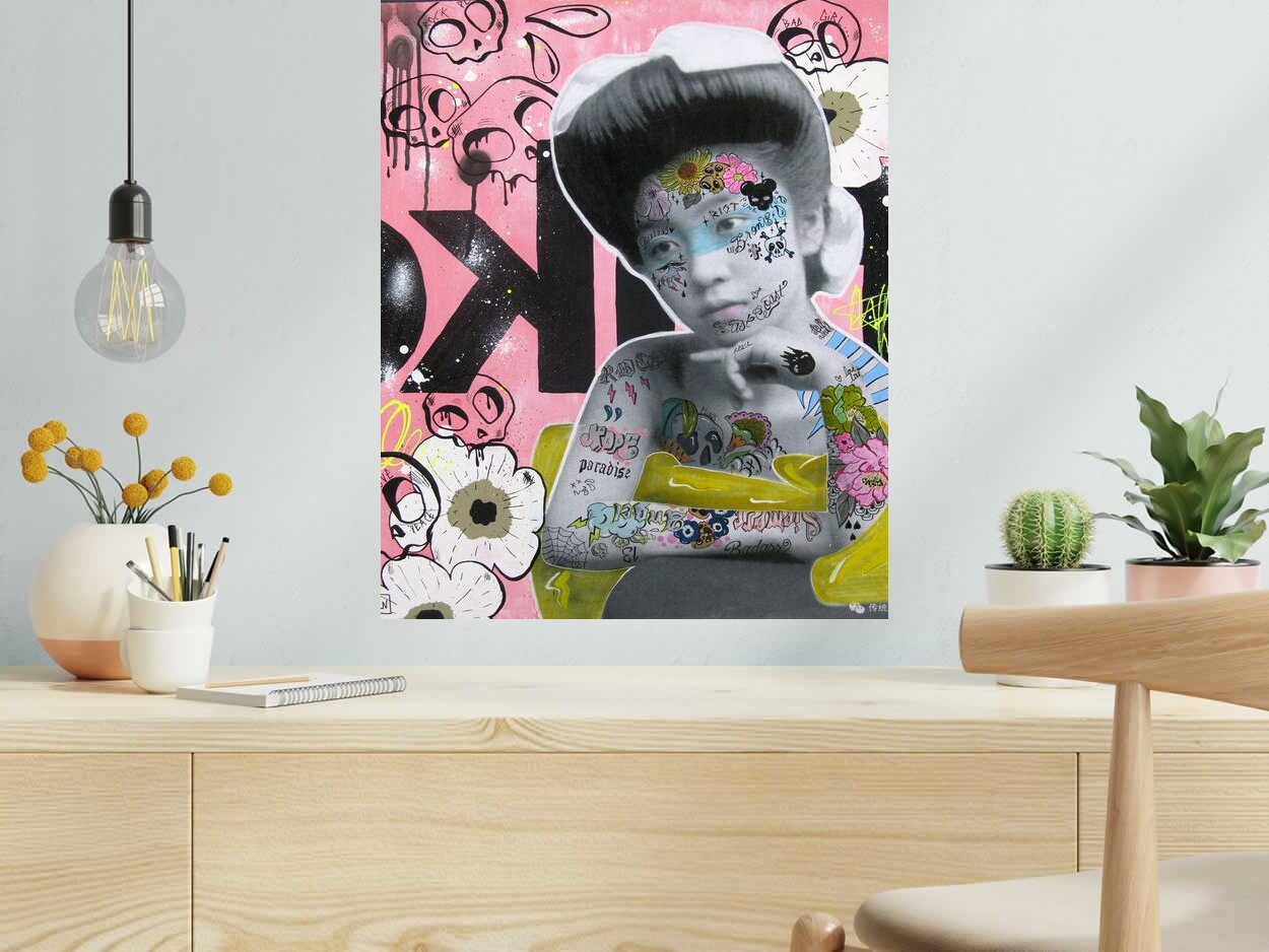 Peinture Hope and paradise de LN LE PAPE dans un intérieur – 50 × 61 cm