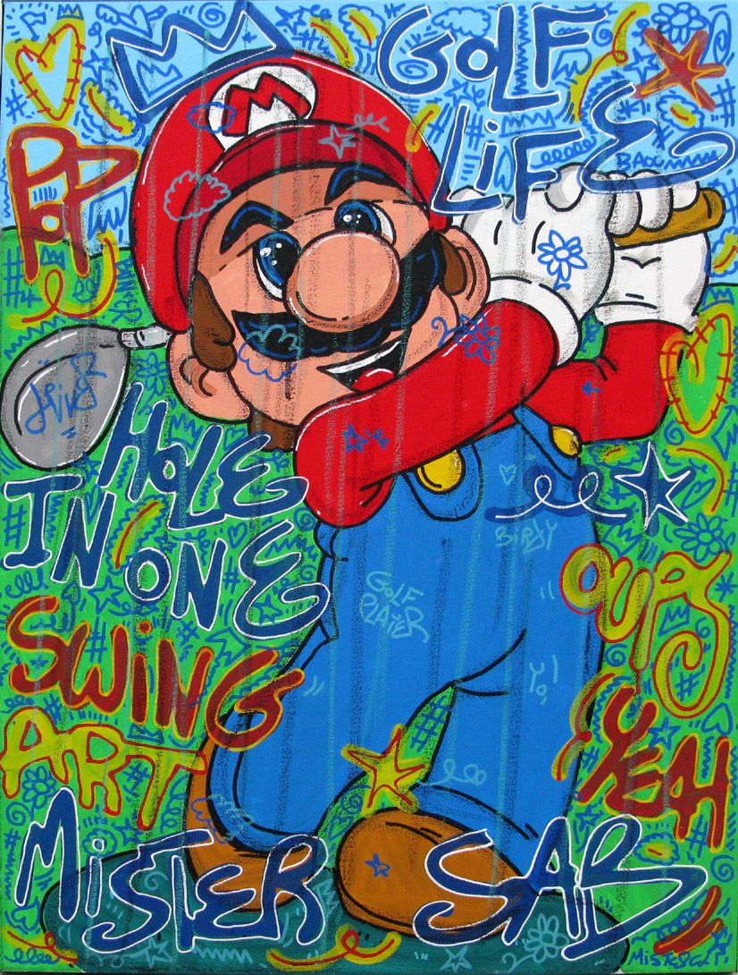 Peinture moyen format Mario Golf – RICO SAB – 60 × 80 cm