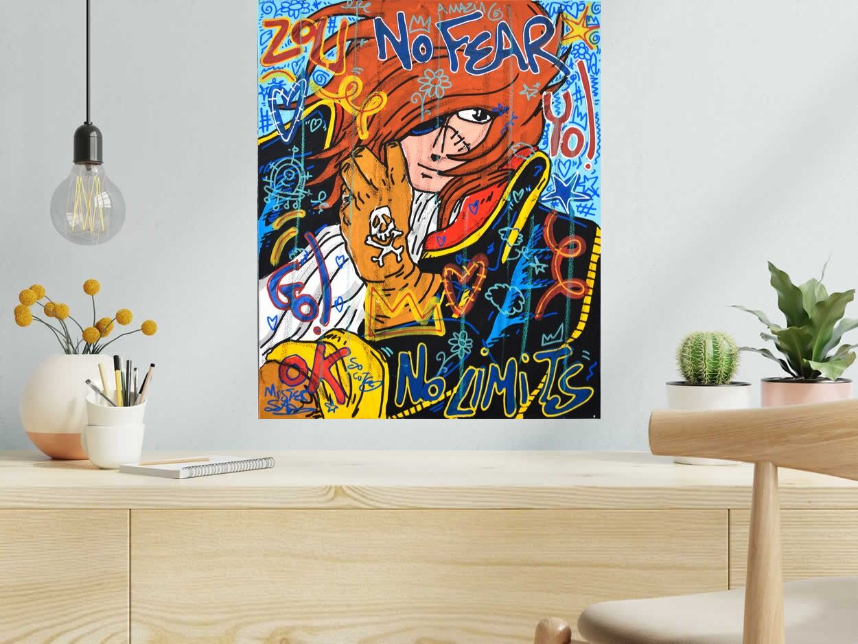 Peinture No fear Albator de RICO SAB dans un intérieur – 50 × 61 cm