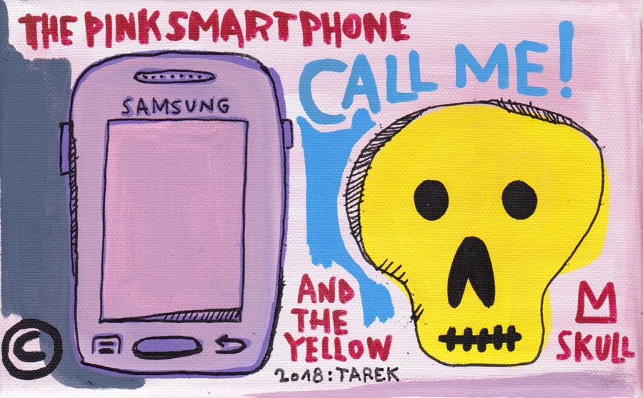 Peinture petit format blanc CALL ME – TAREK – 14 × 22 cm