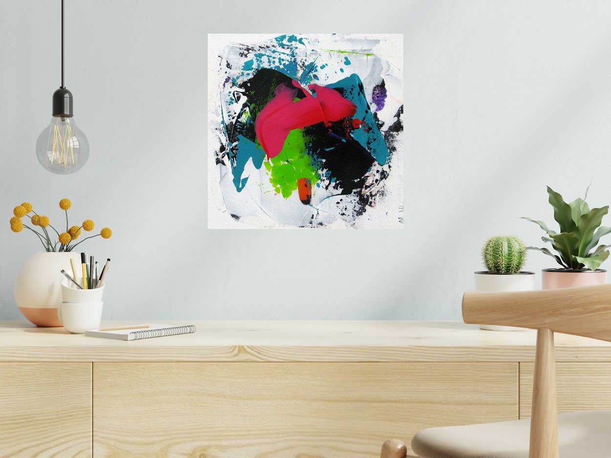 Peinture ACIDULE 1 de CELINE WEBER dans un intérieur – 40 × 40 cm