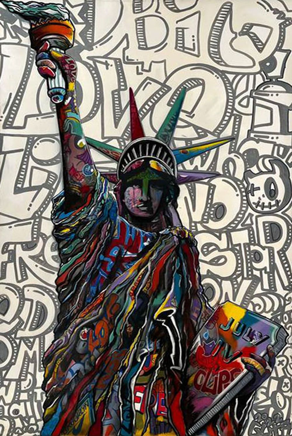 Peinture street art format xxl LIBERTE CHERIE – GUTI – 115 × 75 cm