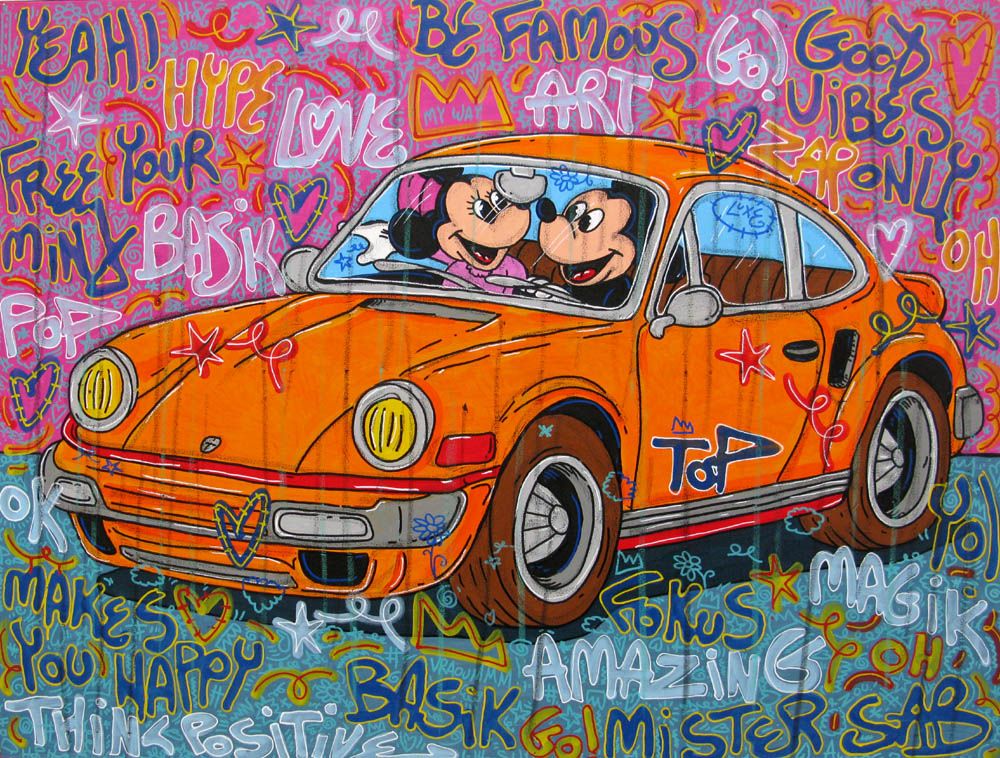 Peinture street art format xxl Be porsche yeah – RICO SAB – 97 × 130 cm