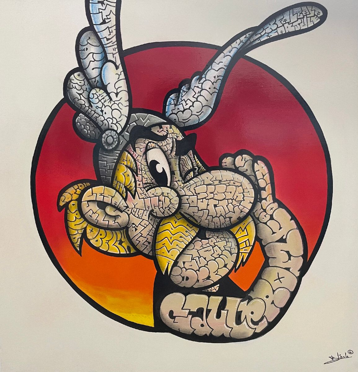Peinture street art grand format URC Astérix – BLACH – 80 × 80 cm