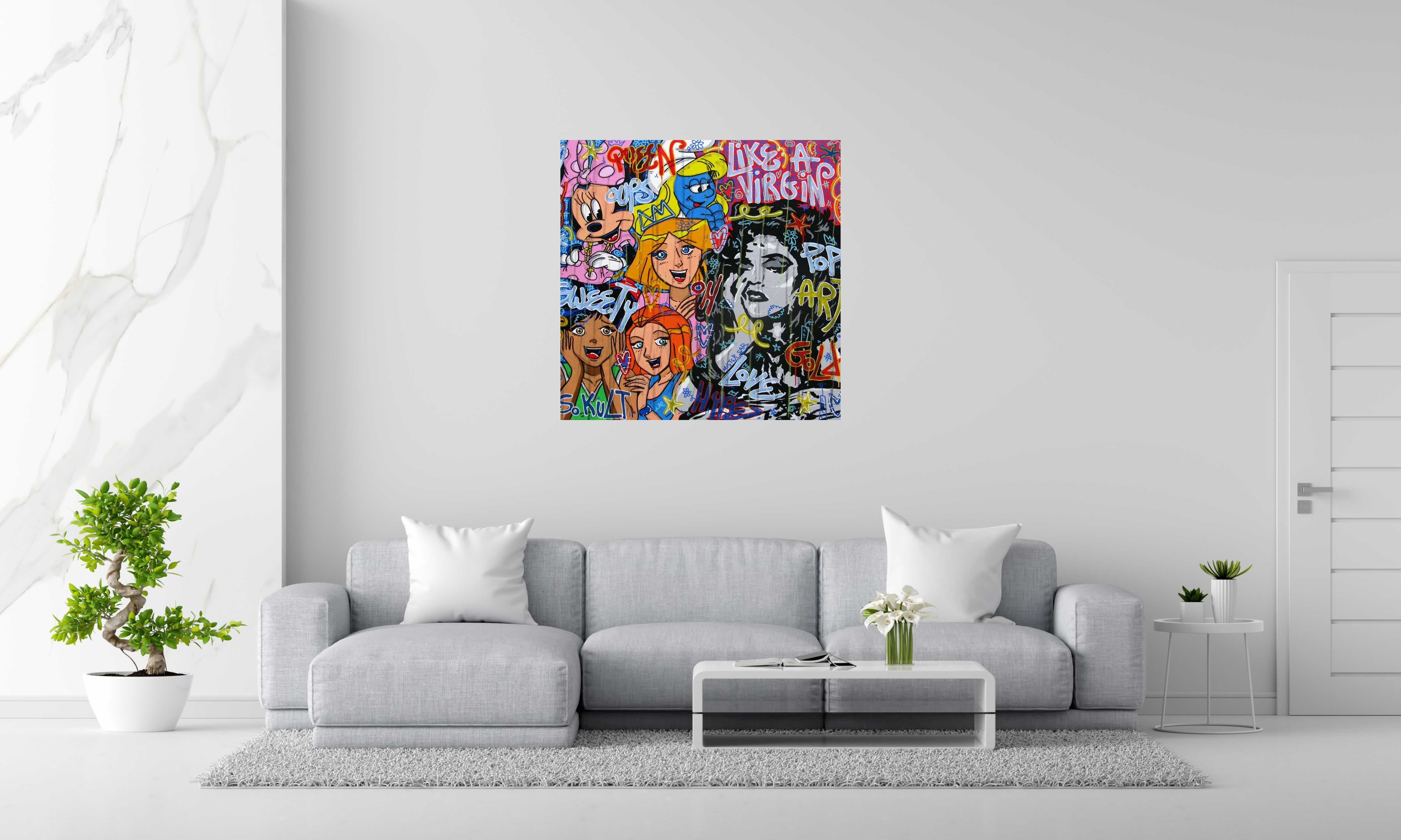 Peinture Like a virgin de RICO SAB dans un intérieur – 100 × 100 cm