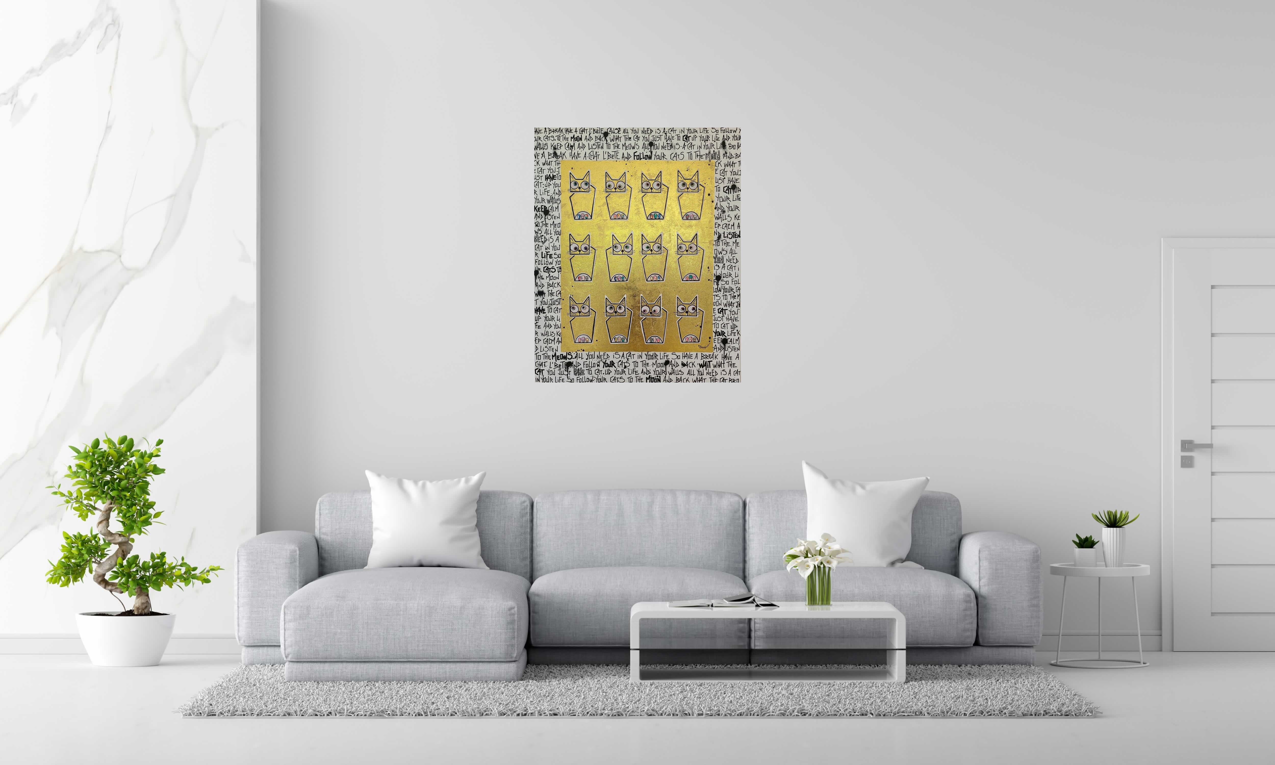 Peinture Family portrait de Stephanie Godann dans un intérieur – 81 × 100 cm
