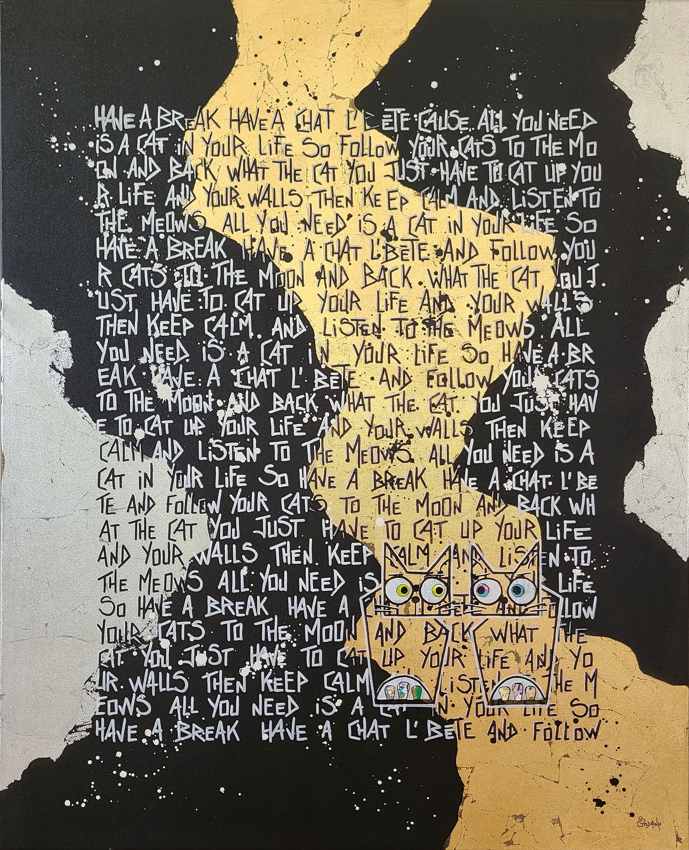 Peinture street art grand format You're my one cat – Stephanie Godann – 81 × 100 cm