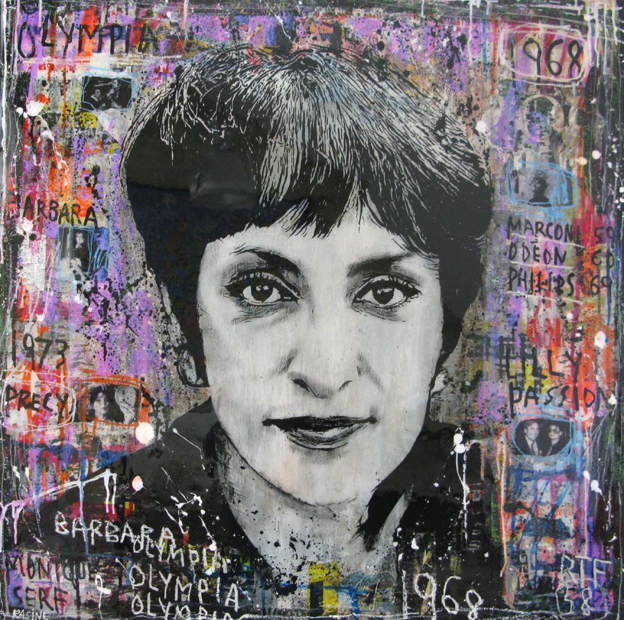 Peinture street art grand format BARBARA 1968 – THIERRY RASINE – 100 × 100 cm