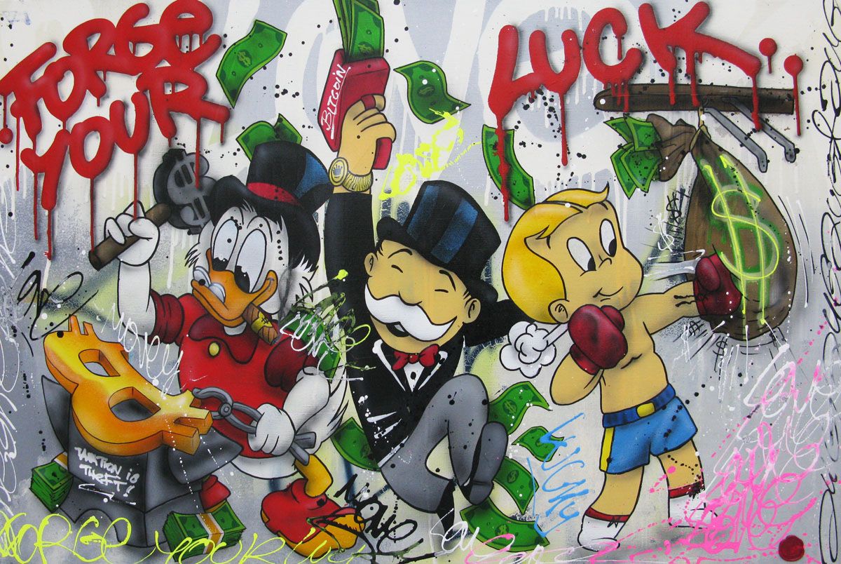 Peinture street art grande taille Forge your luck – JUG – 120 × 80 cm
