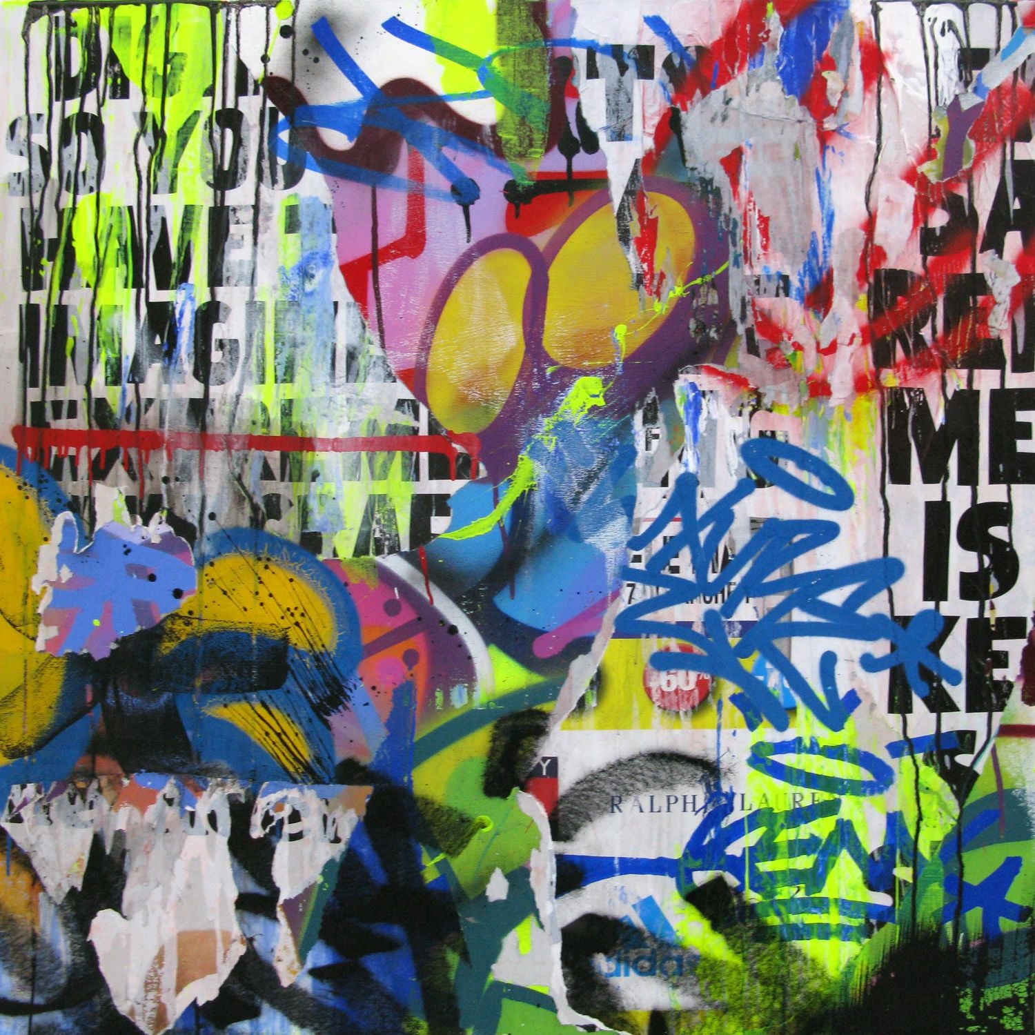 Peinture street art grande taille Spray Lovers – KENY – 100 × 100 cm