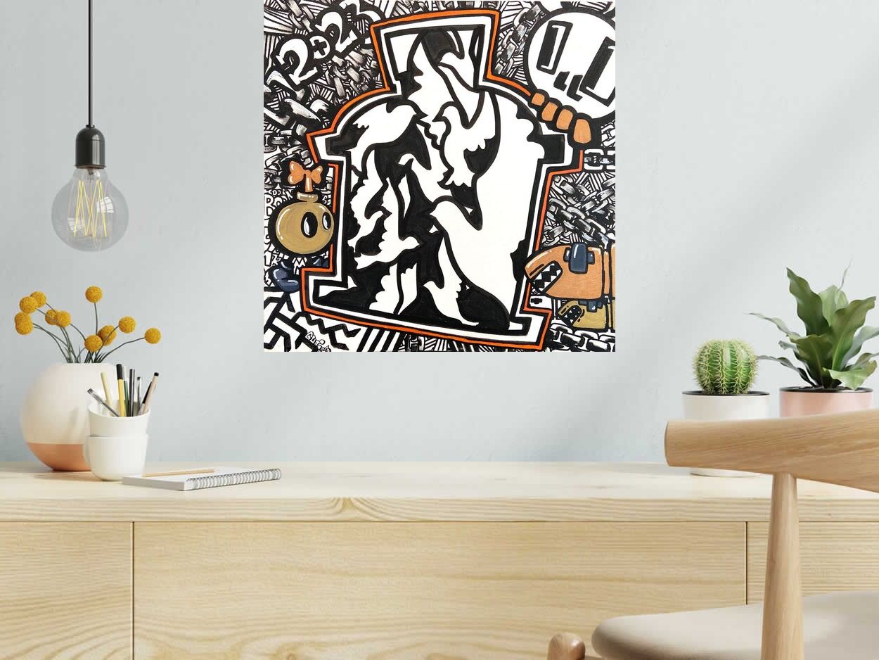 Peinture My Dream de GUTI dans un intérieur – 50 × 50 cm