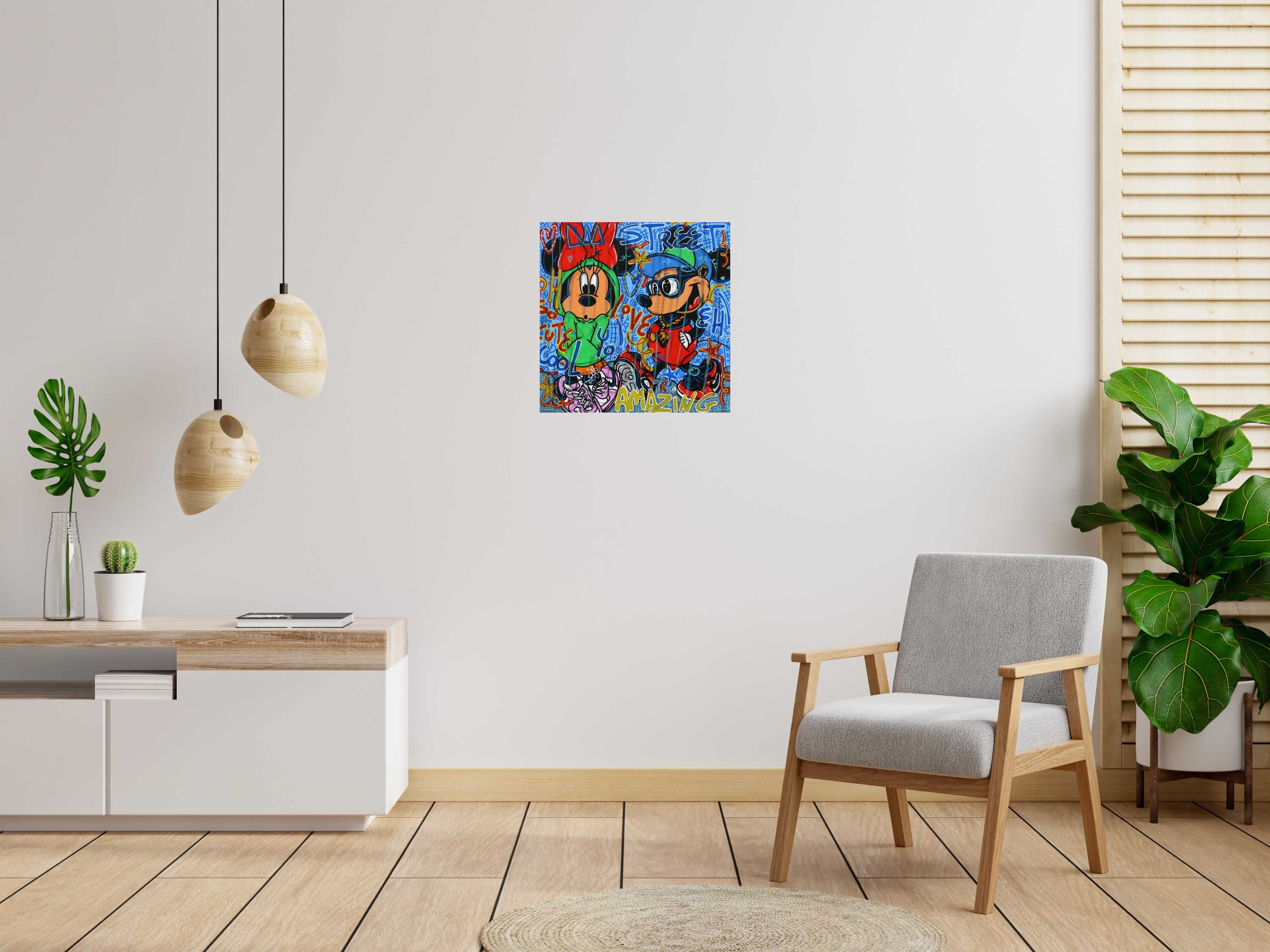 Peinture Be street de RICO SAB dans un intérieur – 60 × 60 cm