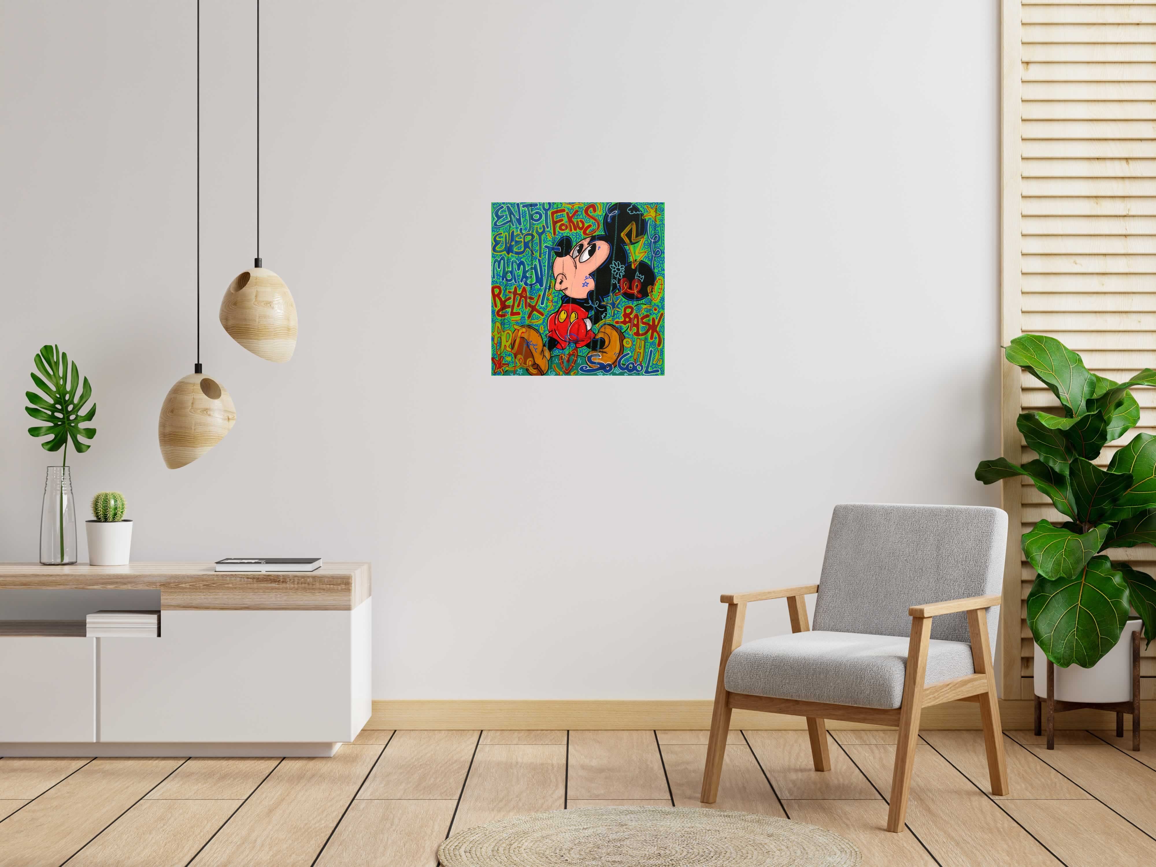 Peinture Enjoy every moment de RICO SAB dans un intérieur – 60 × 60 cm