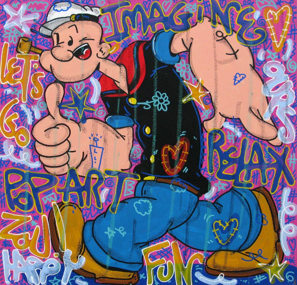 Peinture street art moyen format Imagine – RICO SAB – 60 × 60 cm