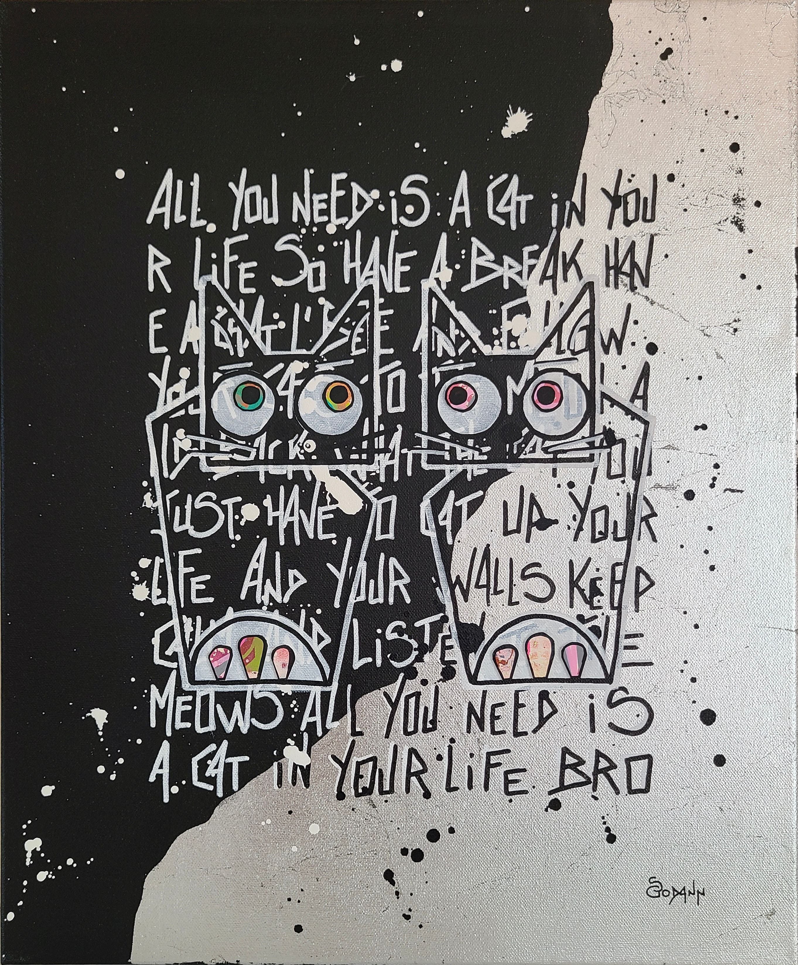 Peinture street art petit format Infinity and beyond, my love – Stephanie Godann – 38 × 46 cm
