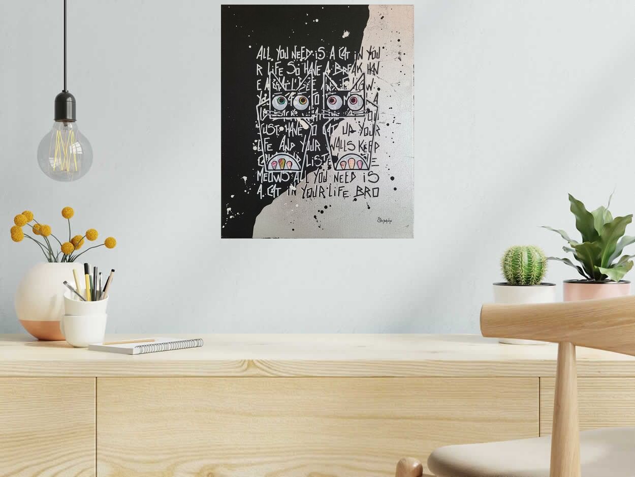 Peinture Infinity and beyond, my love de Stephanie Godann dans un intérieur – 38 × 46 cm