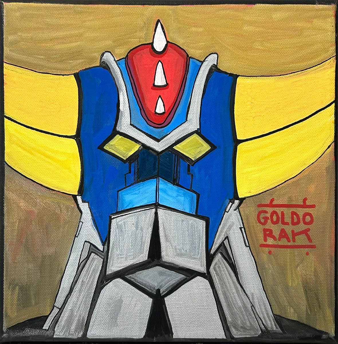 Peinture street art petit format Goldorak – TAREK – 25 × 25 cm