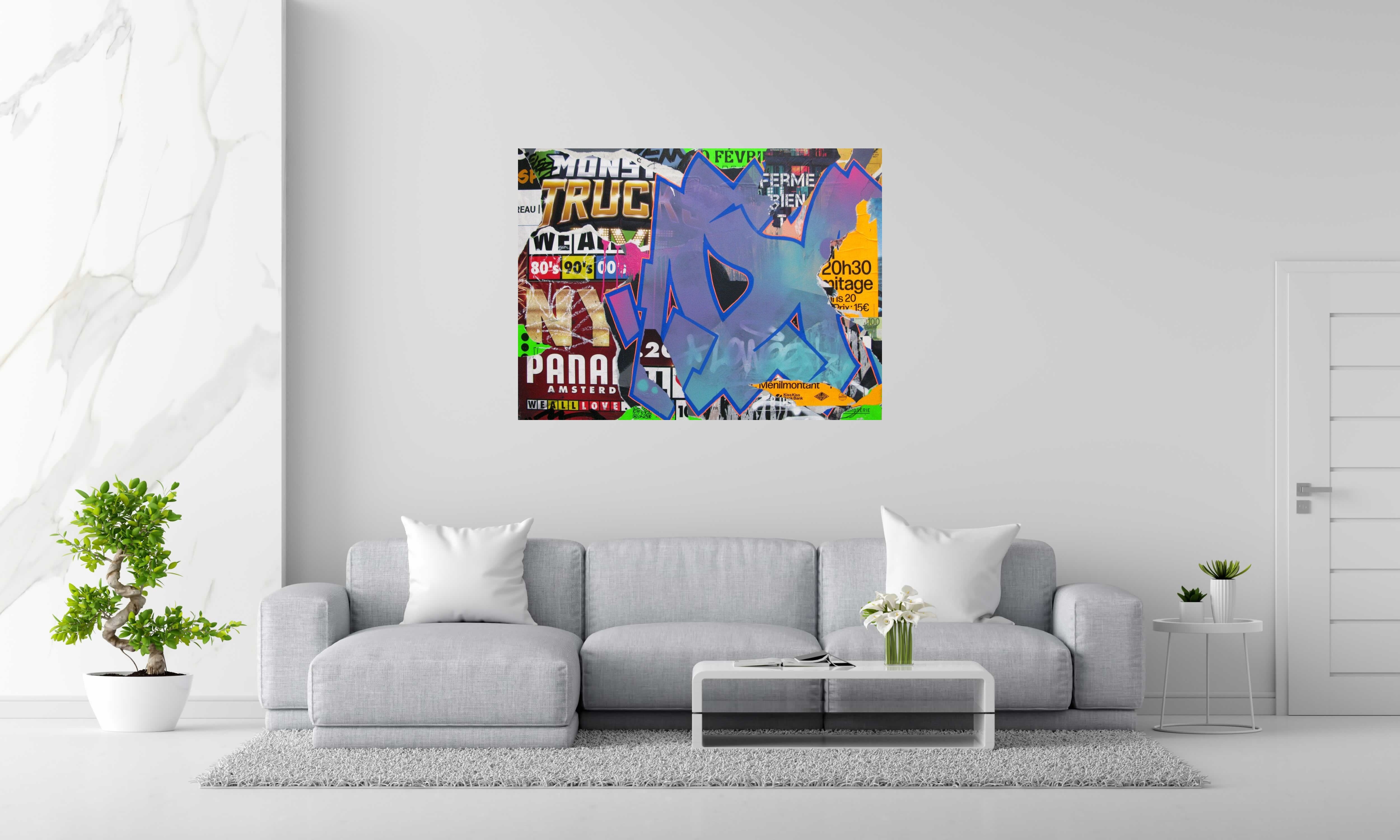 Peinture NYC de KENY dans un intérieur – 130 × 97 cm