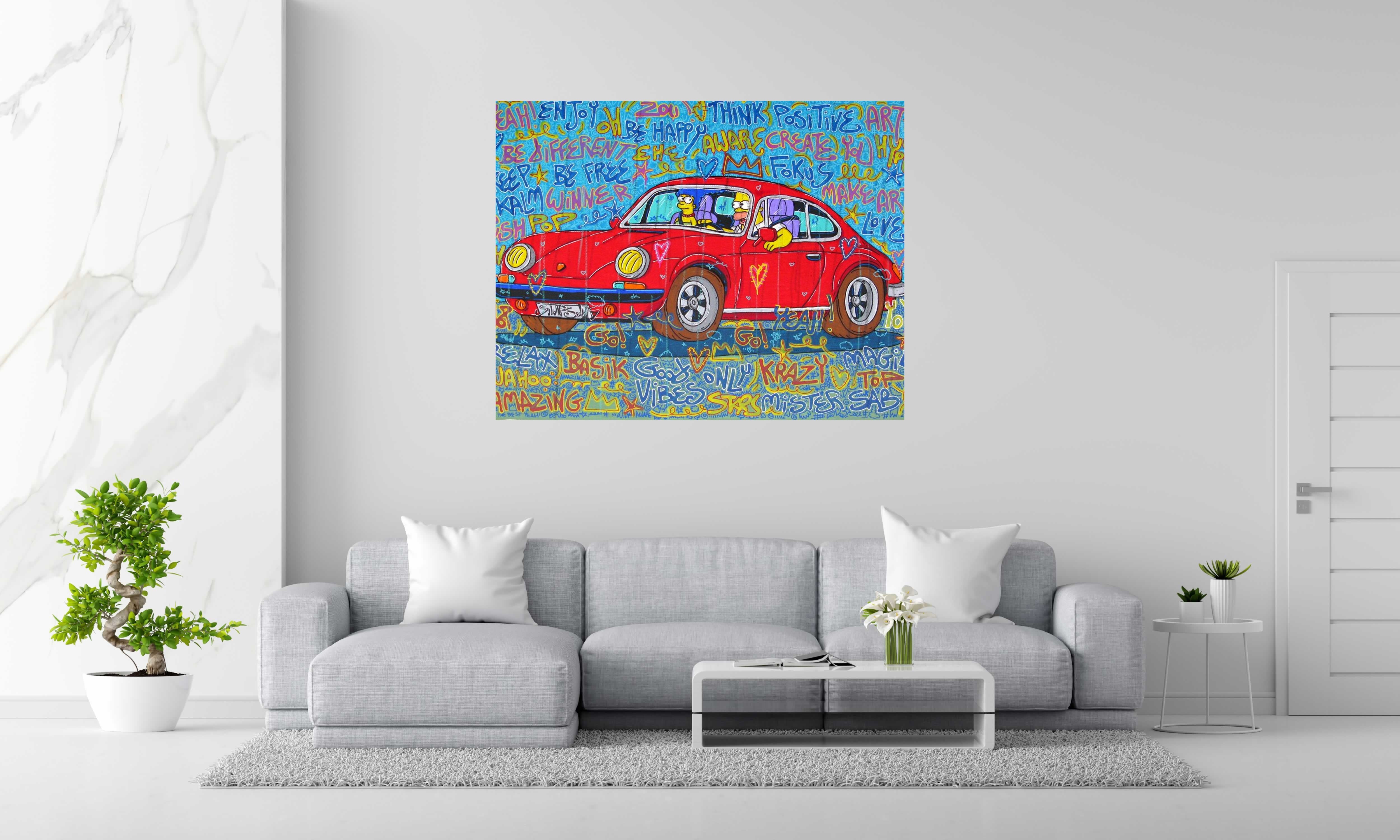 Peinture Yeah enjoy de RICO SAB dans un intérieur – 146 × 114 cm