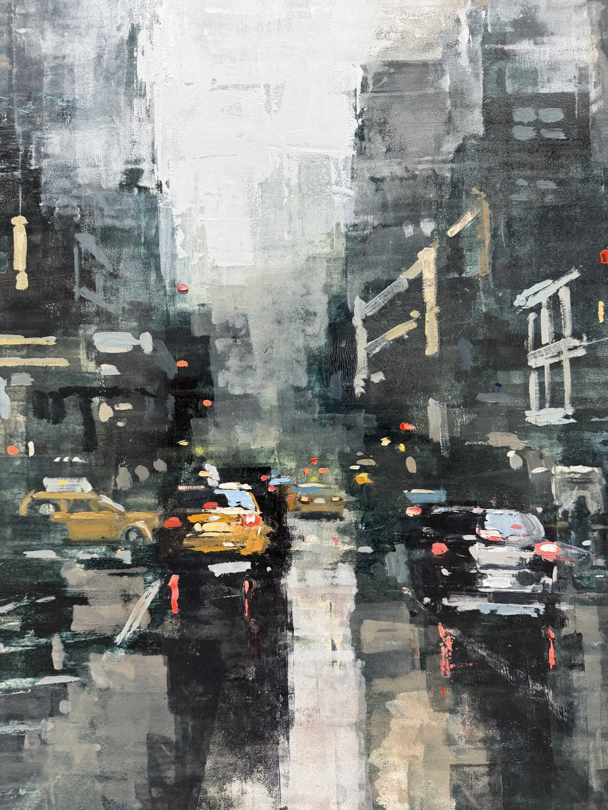 Peinture Manhattan Evening Storm de ADRIEN FAVEAU dans un intérieur – 100 × 100 cm