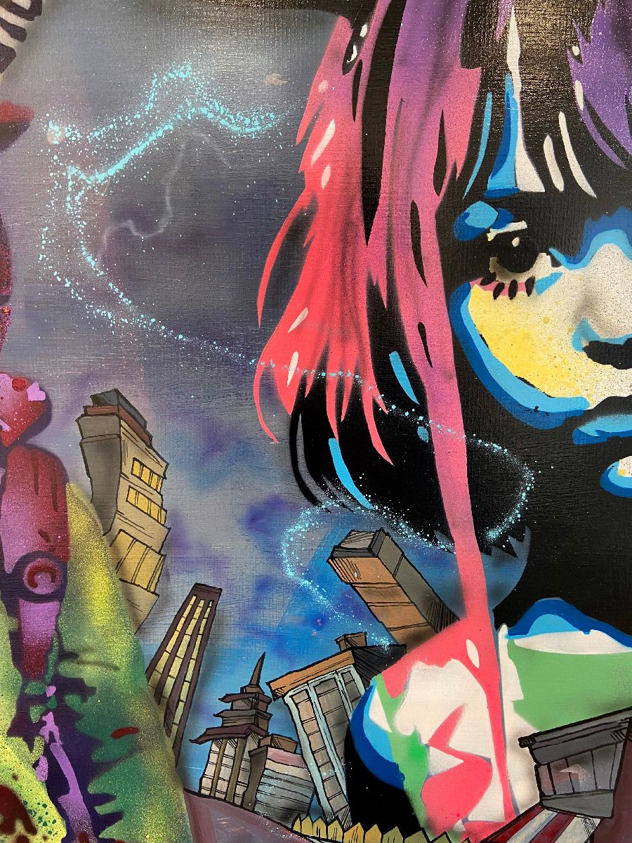 Tableau de Craig & Emer a pour titre  Les Cornus 2 style street art  dim : Craig & Emerprix:1200
