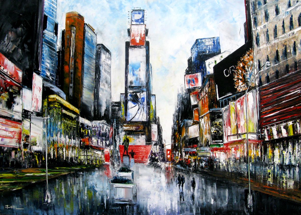 Tableau de PHIL a pour titre  Au centre de Time Square style figuratif dim : PHILprix:850