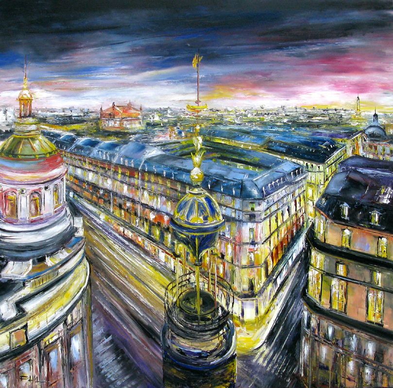 Tableau de PHIL a pour titre  Paris printemps style figuratif dim : PHILprix:550