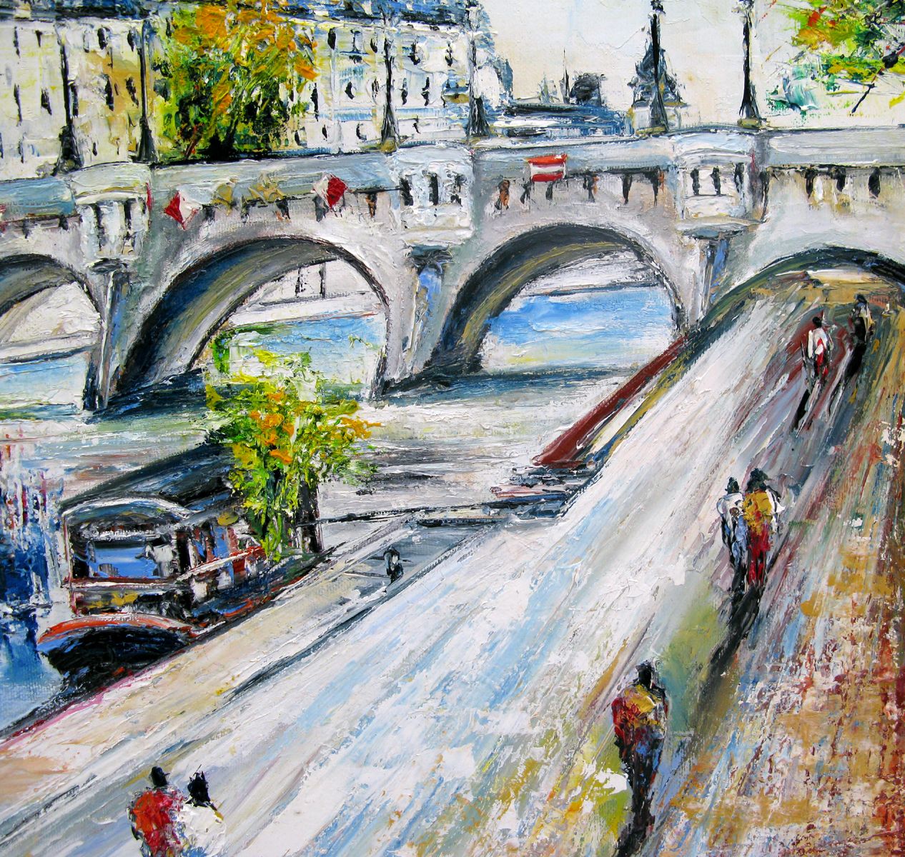 Tableau de PHIL a pour titre  Pont neuf - Paris style figuratif dim : PHILprix:450
