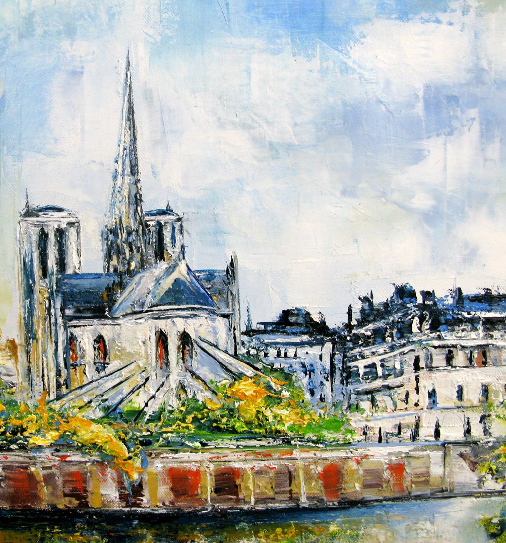 Tableau de PHIL a pour titre  Vue sur notre dame style figuratif dim : PHILprix:350