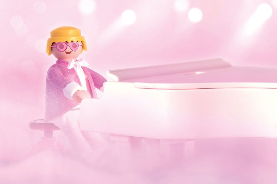 Photographie graphique petit format rose ELTON JOHN – RICHARD UNGLIK – 24 × 36 cm