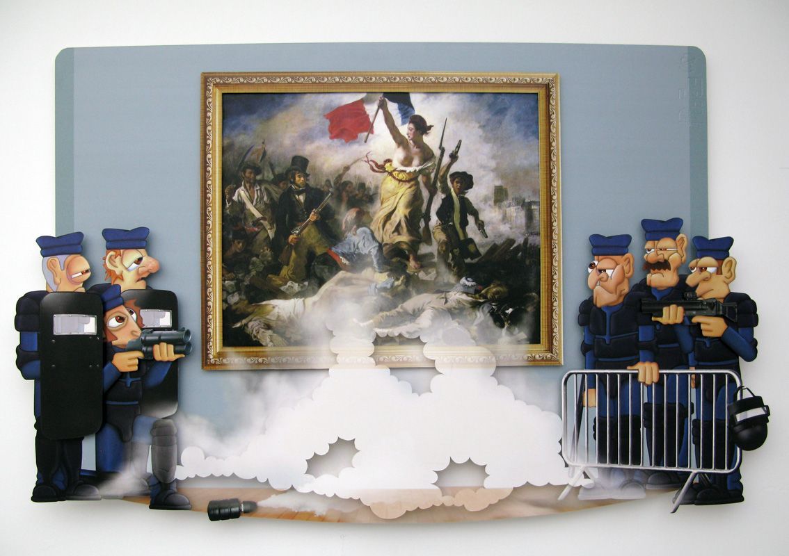 Tableau de L'ARTISTE PITRE a pour titre  Pitre Vs Delacroix style figuratif, graphique dim : L'ARTISTE PITREprix:1120