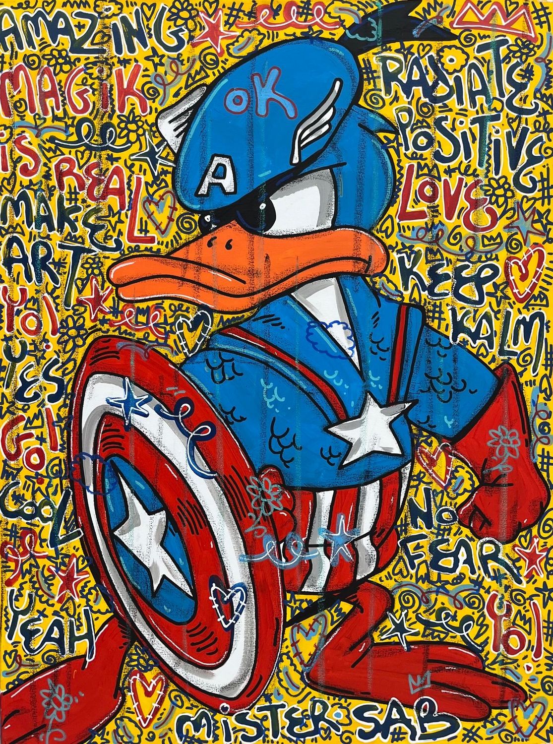 Tableau de RICO SAB a pour titre  Radiate Positive style street pop art dim : RICO SABprix:450