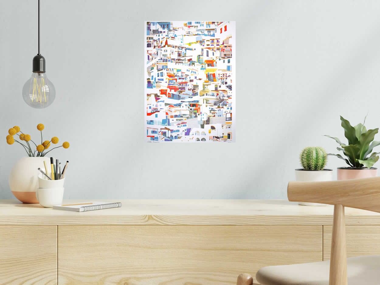 Risographie ANGISTRI (GRECE) de GILLES INVERNIZZI dans un intérieur – 30 × 40 cm