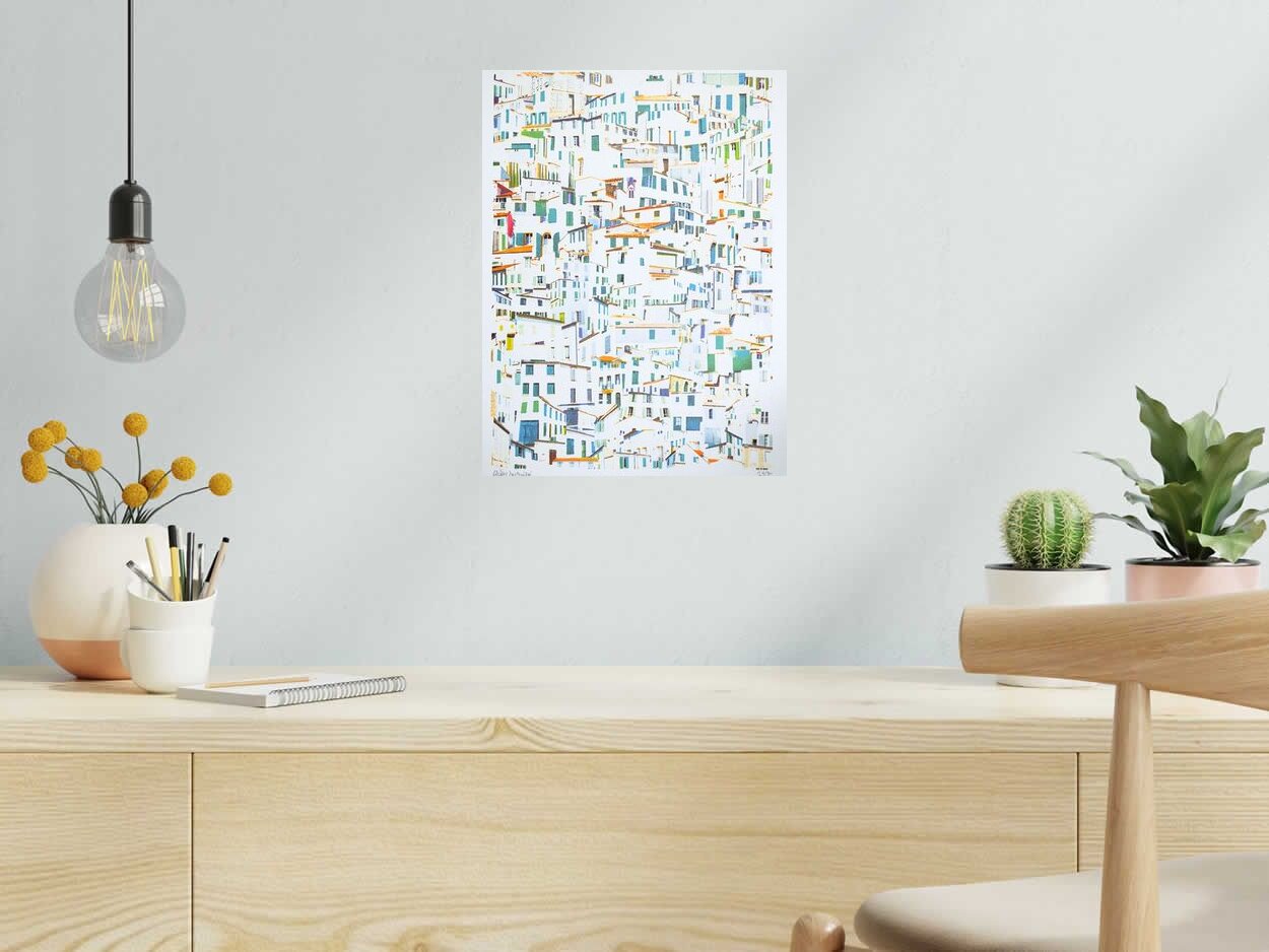 Risographie ILE DE RE (FRANCE) de GILLES INVERNIZZI dans un intérieur – 30 × 40 cm