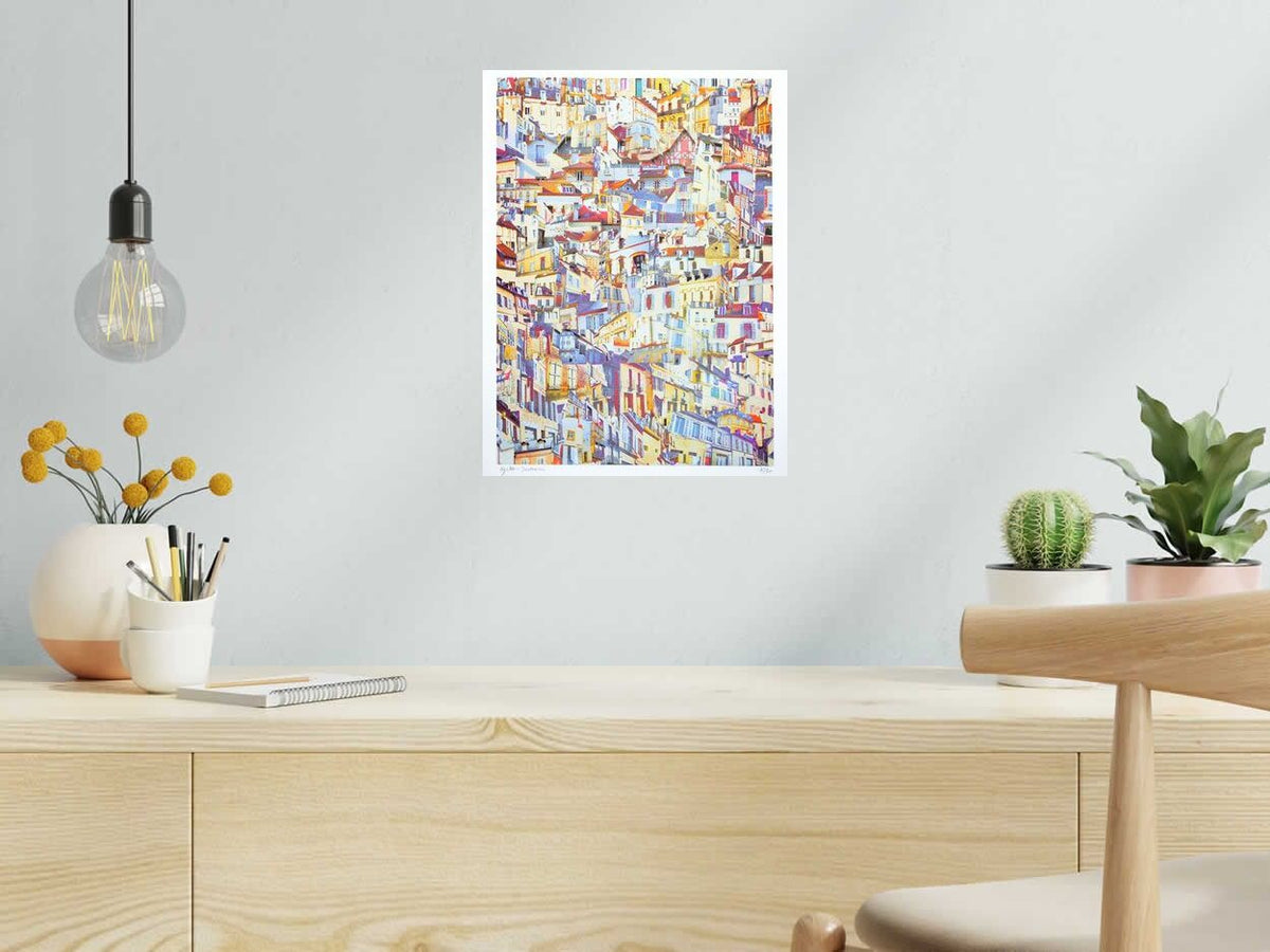 Risographie MOULINS (FRANCE) de GILLES INVERNIZZI dans un intérieur – 30 × 40 cm
