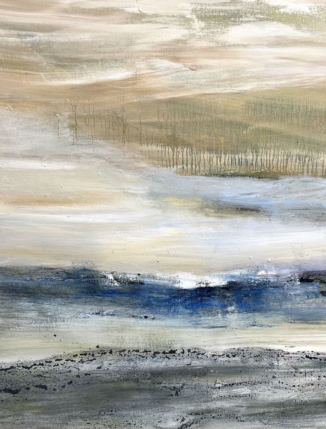 Tableau de PASCALE JACQUEMOND a pour titre  Sables blancs style abstrait dim : PASCALE JACQUEMONDprix:850