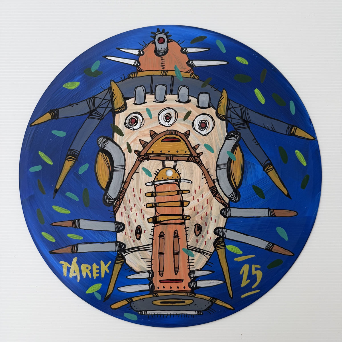 Sculpture urbain petit format bleu Vinyl Mask – TAREK – 30 × 30 cm