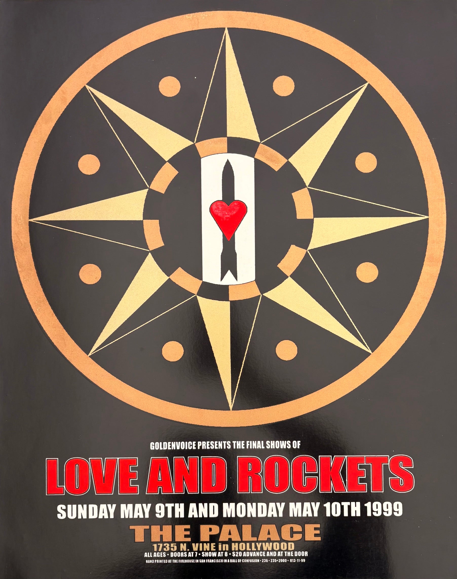 Serigraphie LOVE AND ROCKETS 1999 de CHUCK SPERRY dans un intérieur – 58 × 45 cm