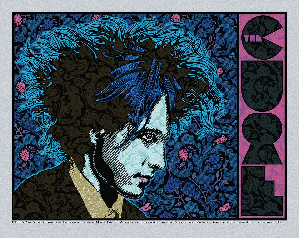 Serigraphie figuratif moyen format argent THE CURE silver – CHUCK SPERRY – 68 × 54 cm