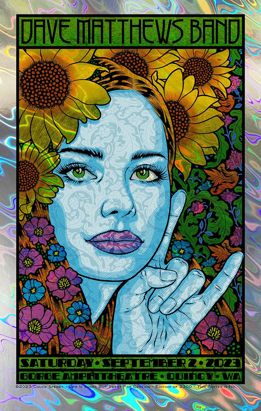 Serigraphie figuratif moyen format DAVE MATTHEWS BAND BACCHANTE lava AP – CHUCK SPERRY – 53 × 83 cm