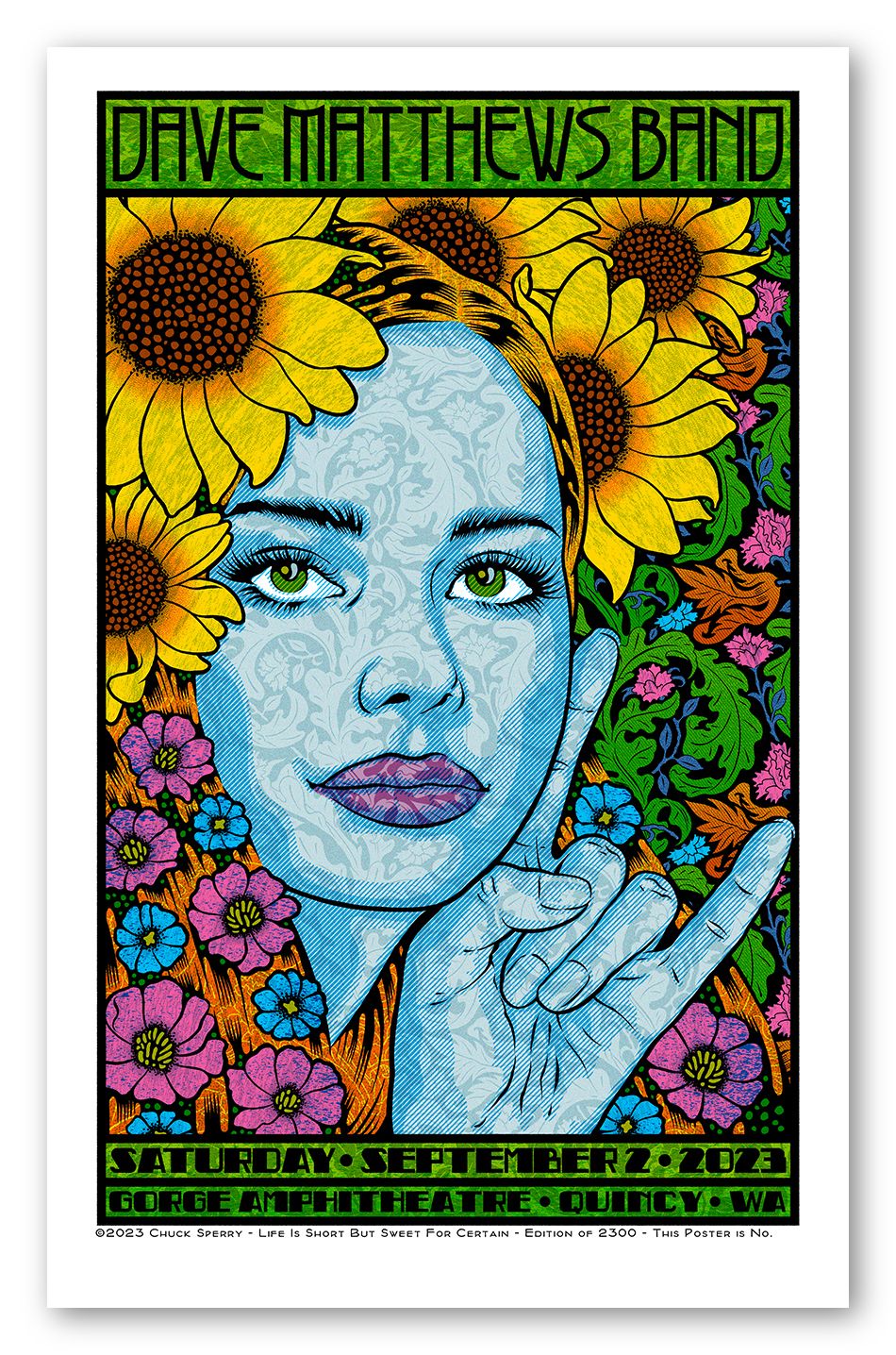 Serigraphie figuratif moyen format DAVE MATTHEWS BAND BACCHANTE regular AP – CHUCK SPERRY – 53 × 83 cm