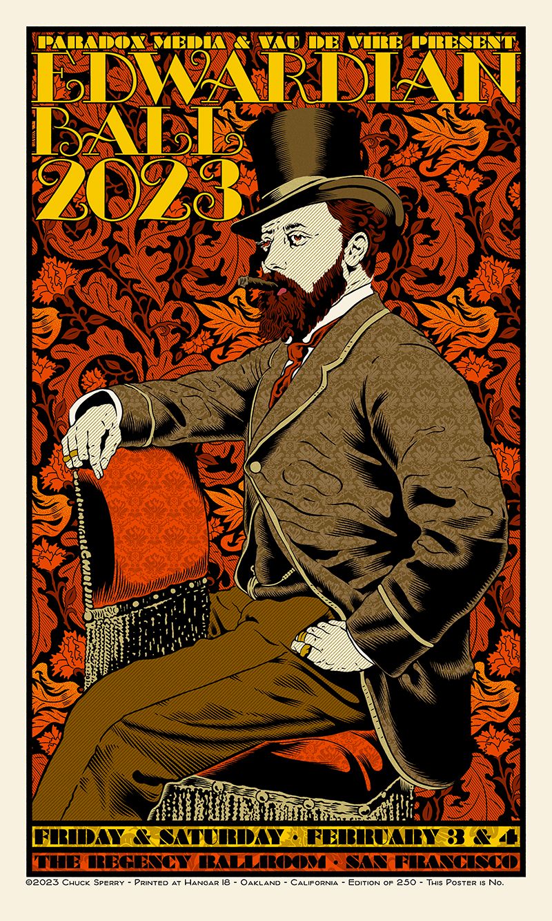 Serigraphie figuratif moyen format EDWARDIAN BALL 2023 regular – CHUCK SPERRY – 53 × 89 cm